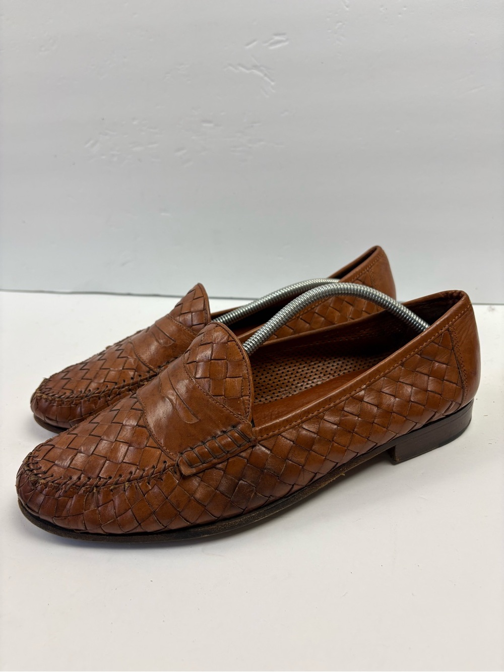 Allen Edmonds St. Lucia 48262 Woven Leather Penny Loafers Men’s 10.5 EE Brown It